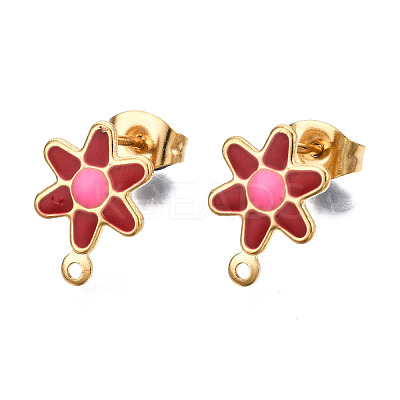 304 Stainless Steel Enamel Stud Earring Findings STAS-T052-43G-05-1