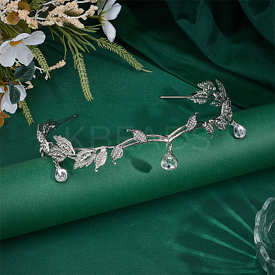 Alloy Rhinestone Teardrop Hair Bands AJEW-WH0434-53P-1