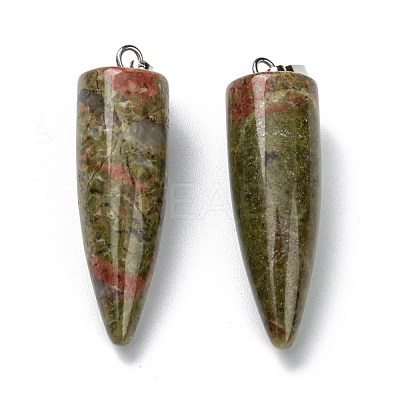 Natural Unakite Pointed Pendants G-D040-01P-B01-1