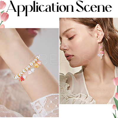400PCS 10Colors 6-Petal Imitation Jelly Acrylic Bead Caps JACR-SC0001-01-1