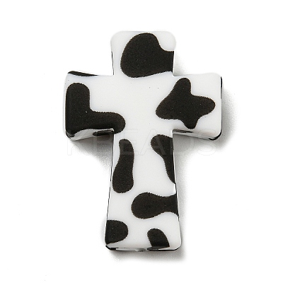 Cross with Cow Silicone Focal Beads SIL-G006-02D-1