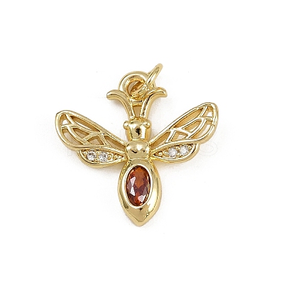 Brass Micro Pave Cubic Zirconia Pendants KK-D409-37G-B-1