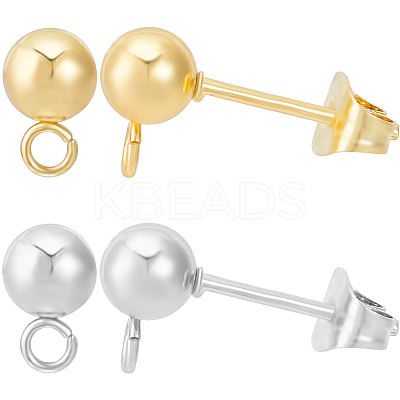 40Pcs 2 Style 202 & 304 Stainless Steel Round Ball Stud Earring Findings STAS-BBC0004-80-1