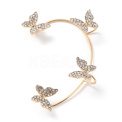 Butterfly Crystal Rhinestone Cuff Earrings for Girl Women Gift EJEW-F275-02A-G-1