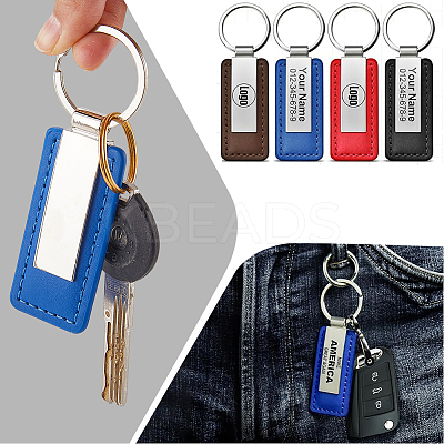 5Pcs 5 Colors PU Leather Keychain KEYC-SC0001-60-1