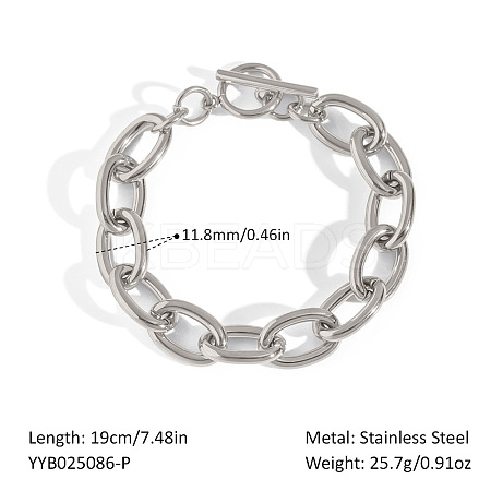 304 Stainless Steel Cable Chain Bracelets for Women HO5603-2-1
