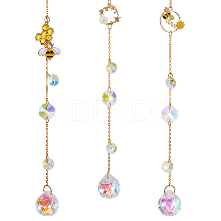 3Pcs Glass Suncatchers HJEW-OC00285-1