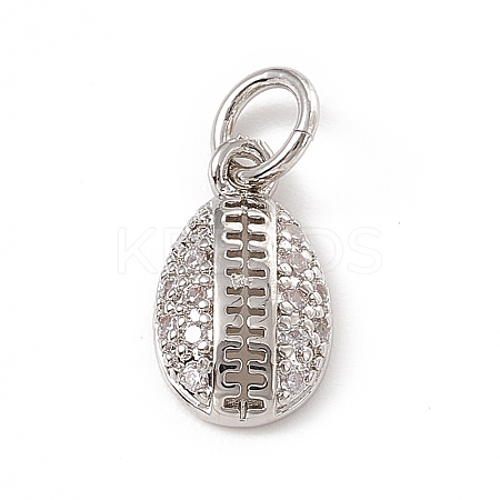 Brass Micro Pave Clear Cubic Zirconia Egg Charms ZIRC-F132-52P-1
