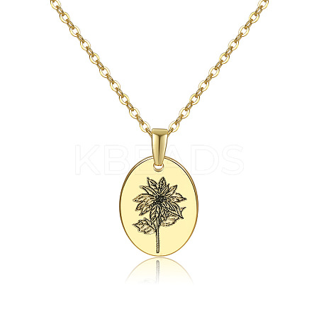 Brass Birth Month Flower Pendant Necklace HUDU-PW0001-034L-1-1