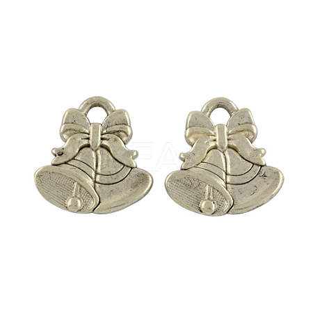 Tibetan Style Alloy Christmas Bell Pendants X-TIBEP-GC158-AS-RS-1