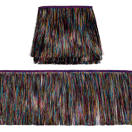 10M Polyester Fringe Ribbon with PET Tassels Trimming SRIB-WH0011-191-1