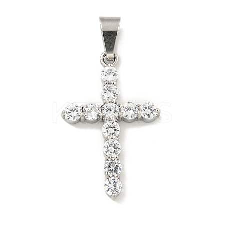 304 Stainless Steel Cubic Zirconia Pendants STAS-C102-01B-P-1