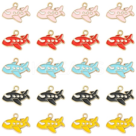 25Pcs 5 Colors Alloy Enamel Pendants ENAM-YW0006-78-1