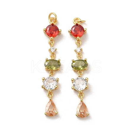 Rack Plating Brass Micro Pave Cubic Zirconia Pendants X-KK-Q795-09G-1