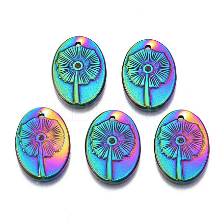 Rack Plating Rainbow Color 304 Stainless Steel Pendants Rhinestone Settings STAS-S119-120-1
