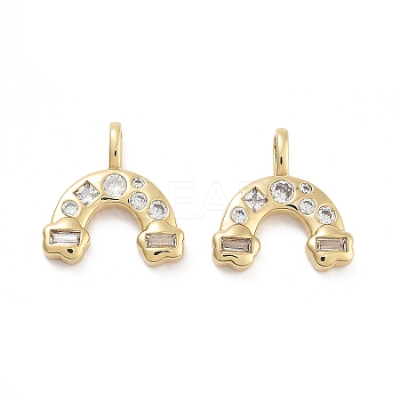 Rainbow Rack Plating Brass Micro Pave Cubic Zirconia Charms KK-G512-25G-01-1