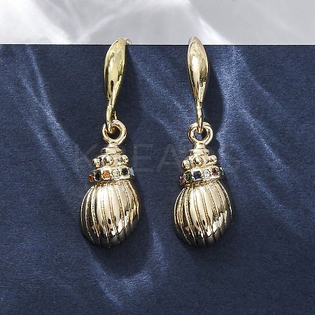 Brass Micro Pave Colorful Cubic Zirconia Dangle Earrings EJEW-F362-13G-1