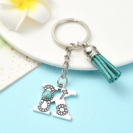 Alloy with Resin Imitation Synthetic Turquoise Keychain KEYC-YW00087-11-1