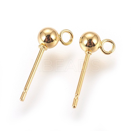 304 Stainless Steel Ball Stud Earrings Findings LS-STAS-P227-17G-1