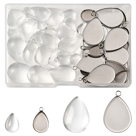 DIY Teardrop 304 Stainless Steel Pendant Making Kits DIY-FS0008-40-1