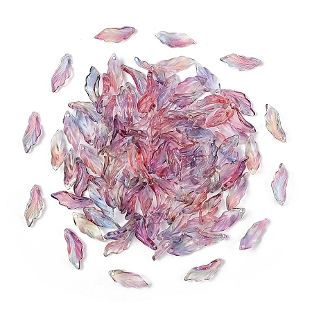 100Pcs Baking Paint Transparent Glass Pendants GLAA-YW0004-81F-1