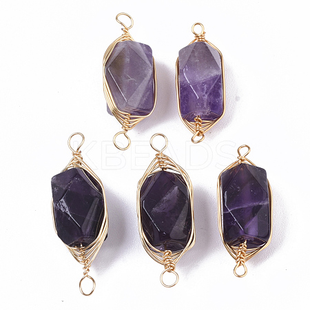 Natural Amethyst Links connectors G-T131-04C-1