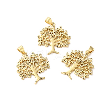 Rack Plating Brass Pave Cubic Zirconia Pendants KK-O142-34G-1