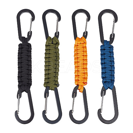 4Pcs 4 Colors Polyester Cord Braided Dog Harness Collar Leash Connector AJEW-GO0001-38-1