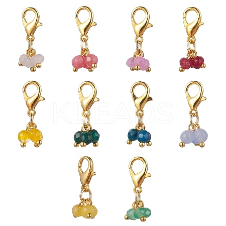 10Pcs 10 Style Natural Mixed Gemstone Pendant Decorations HJEW-JM01791-S-1