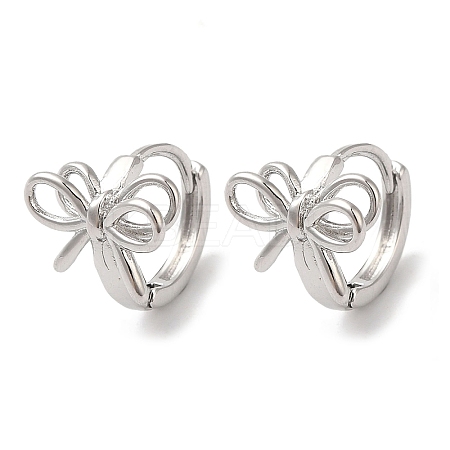 Bowknot Brass Hoop Earrings for Women EJEW-U008-13P-1