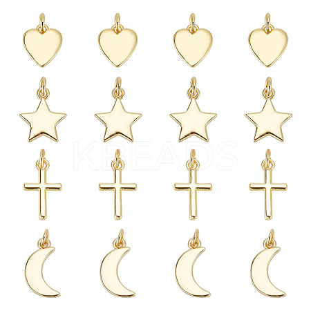 16Pcs 4 Style Brass Pendants Sets KK-BC0011-25-1