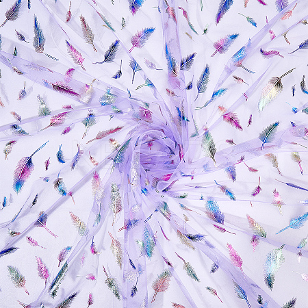 Feather Pattern Nylon Fabric DIY-WH20066-004A-1