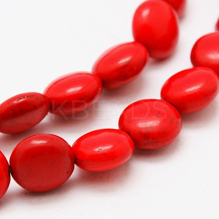 Flat Round Synthetic Turquoise Beads Strands TURQ-I022-10x5mm-01-1