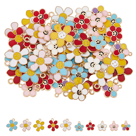 60Pcs 10 Style Alloy Enamel Pendants ENAM-HY0002-98-1