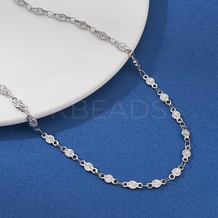 304 Stainless Steel Flower Link Chain Necklaces for Women NJEW-JN05587-1