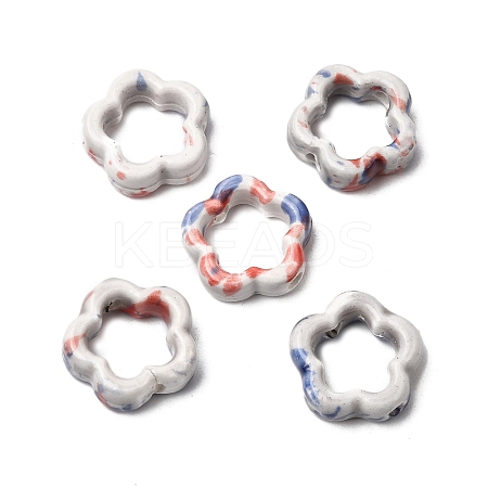 Flower Hollow Glazed Porcelain Bead Frame PORC-A034-09G-1