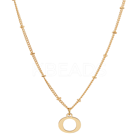 1Pc Brass Chain & 304 Stainless Steel Letter Pendant Necklaces NJEW-LP0001-35O-G-1