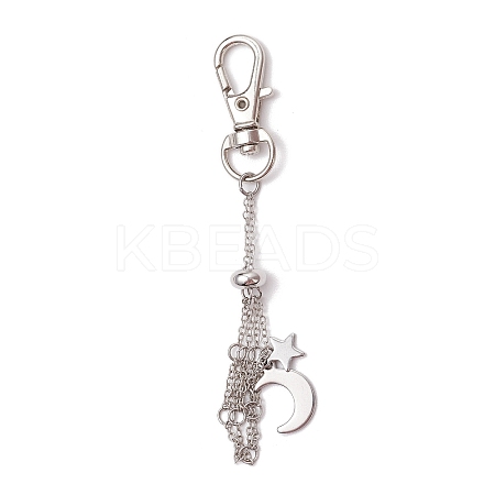 Moon Alloy Swivel Lobster Claw Clasps & Brass Cable Chains AJEW-JB01337-01-1