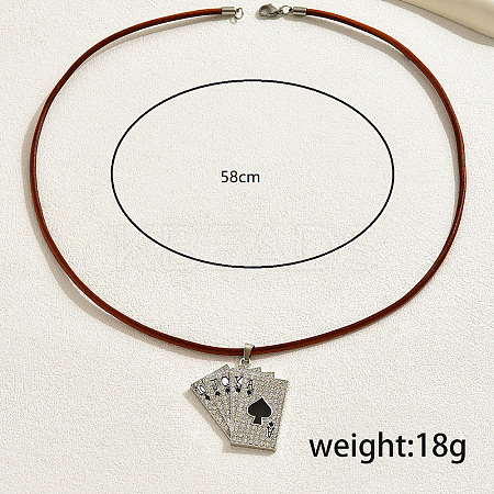 Retro Alloy Hip-hop Style Playing Card Pendant Necklaces LE7293-3-1