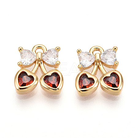 Brass Micro Pave Cubic Zirconia Charms KK-N261-94D-G-1