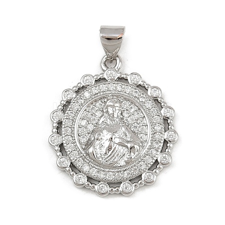 Brass Micro Pave Cubic Zirconia Pendants KK-P323-11H-P02-1