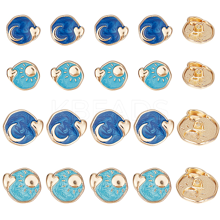 20Pcs 4 Styles 1-Hole Zinc Alloy Shank Buttons BUTT-OC0001-63-1