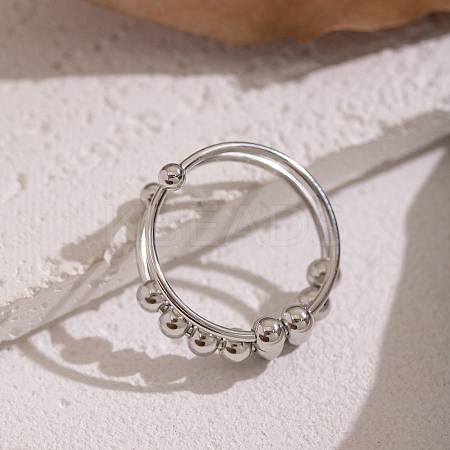304 Stainless Steel Sliding Bead Finger Rings LS-OK3512-3-1