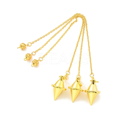 Brass Cable Chain Pointed Dowsing Pendulums HJEW-D004-04G-1