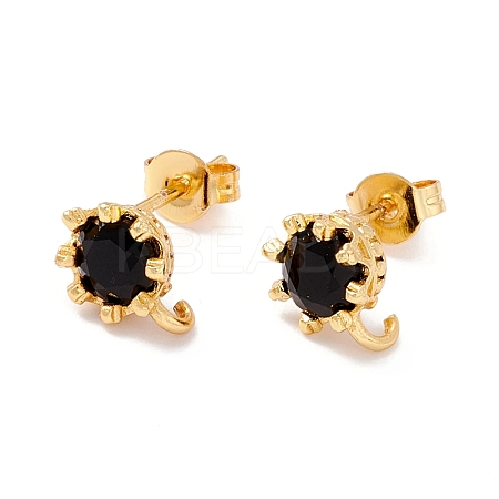 Rack Plating Brass Cubic Zirconia Stud Earrings Findings MAK-I684-11G-03-RS-1