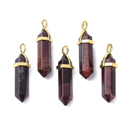 Natural Tiger Eye Pointed Pendants G-G025-01G-37-1