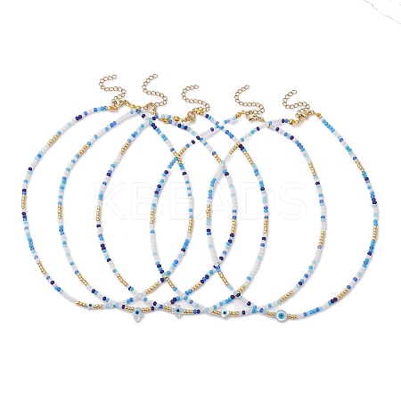 Glass Beaded Necklaces NJEW-JN04896-1