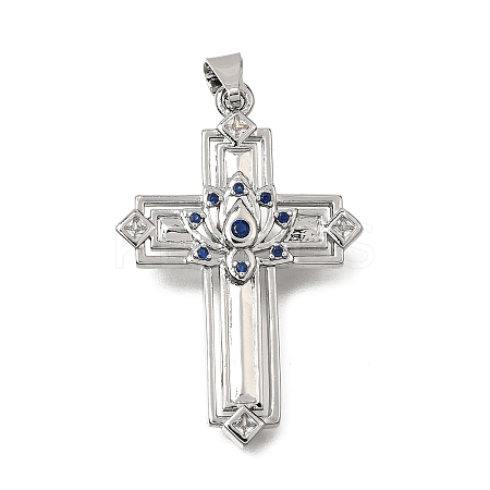 Brass Micro Pave Blue Cubic Zirconia Pendants CU-CBA4BAF-02P-1