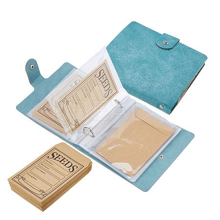 5 Inch PU Leather Cover Garden Seed Storage Organizer 2-Ring Binder Album DIY-FH0009-80A-1