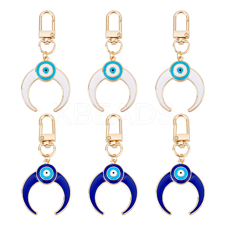 4Pcs 2 Colors Alloy Enamel Turkish Evil Eye Pendant Decoration KEYC-AR0001-13-1